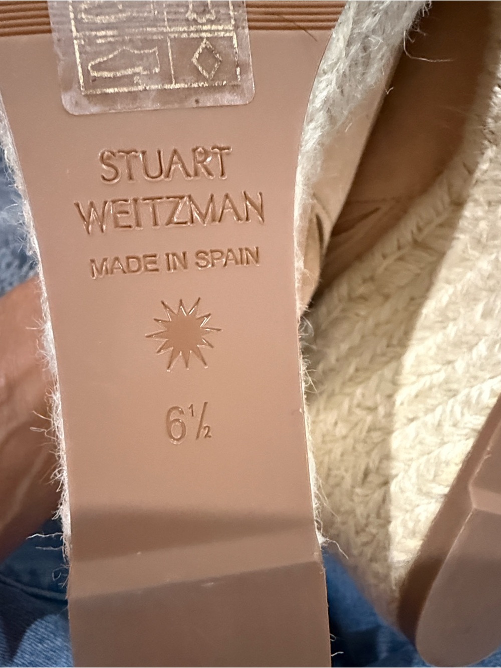 Stuart Weitzman Beige Tan Espadrille Wedge Sandals